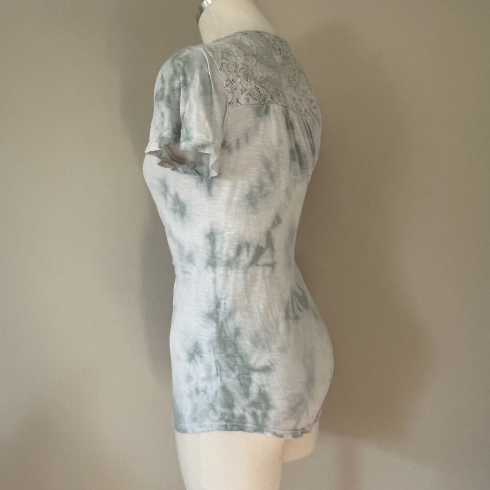 Knox Rose Tie Dye Short Sleeve Boho V-neck Tee Shirt Bohemian Blouse Top sz xs - Picture 6 of 8